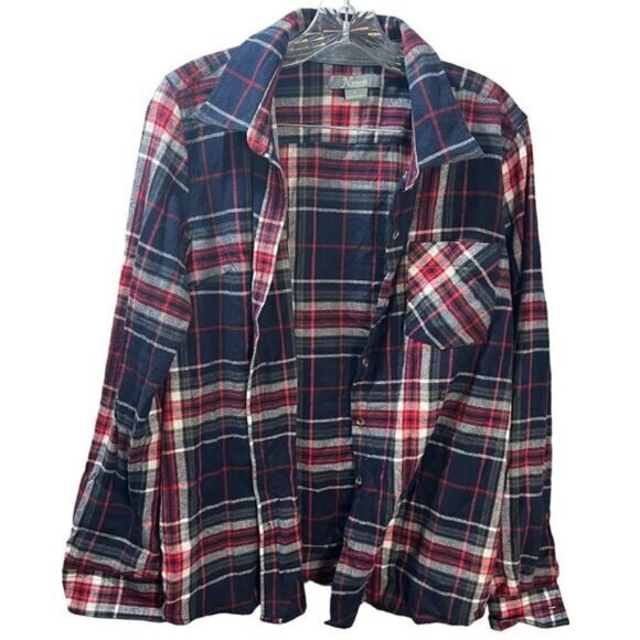 New‎ NATURALS Soft Flannel Plaid Shirt Large - Picture 1 of 6